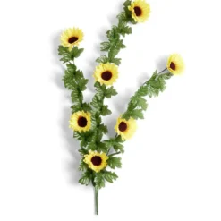 Chute tournesol L73cm feuillage artificiel vert