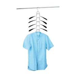 Cintre gain de place chemise 5en1 acier revêtement plastique noir