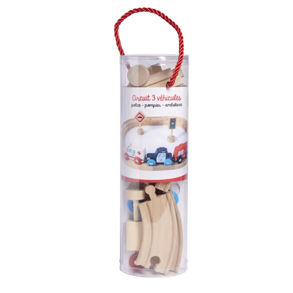 Circuit véhicule en bois 24 pièces 30x26cm - 3 modèles
