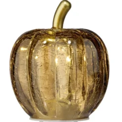Citrouille décorative automne verre à LED Ø7,5xH9,5cm (4 modèles)