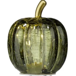 Citrouille décorative automne verre à LED Ø7,5xH9,5cm (4 modèles)