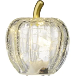 Citrouille décorative automne verre à LED Ø7,5xH9,5cm (4 modèles)