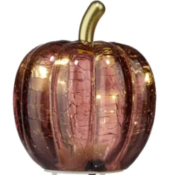 Citrouille décorative automne verre à LED Ø7,5xH9,5cm (4 modèles)