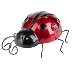 Coccinelle à poser en métal rouge et noir 11x8,5xH5,5cm