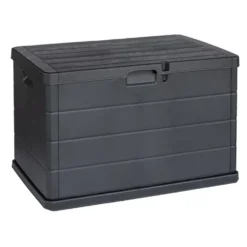 Coffre de rangement jardin plastique gris 78x55xH52cm