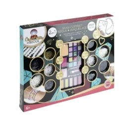 Coffret maxi 2en1 fabrique à bijoux perles et maquillage 36x47cm