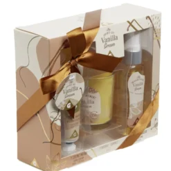 Coffret senteur avec bougie/crème mains/parfum d'intérieur
