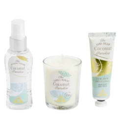 Coffret senteur avec bougie/crème mains/parfum d'intérieur