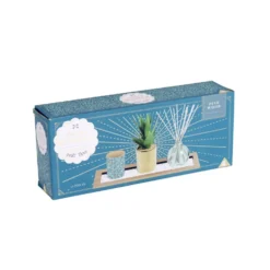 Coffret senteur bougie/plateau/diffuseur/plante artificielle