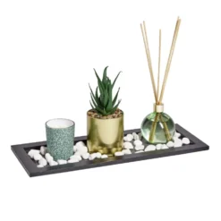 Coffret senteur bougie/plateau/diffuseur/plante artificielle