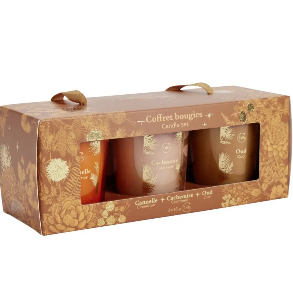 Coffret senteur 3 bougies 14H dans verre (2 modèles)
