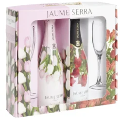Coffret vin pétillant Cava Jaume Serra bouquet 2 bouteilles brut et rosé avec flûtes 2x75cl