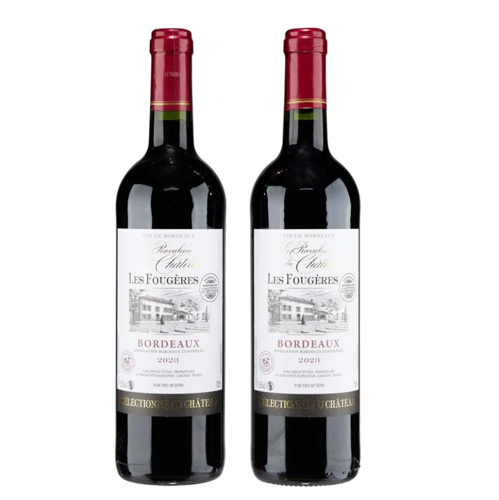 Coffret vin rouge en bois 2 bouteilles Bordeaux Château Le Siron 2023 2x75cl