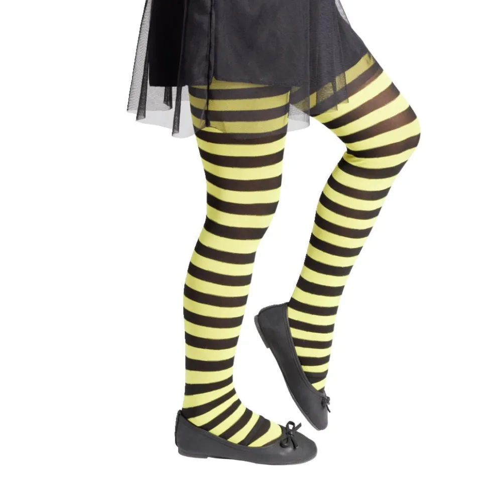 Collant enfant motif abeille rayure jaune et noir Taille unique L65cm