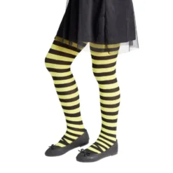 Collant enfant motif abeille rayure jaune et noir Taille unique L65cm