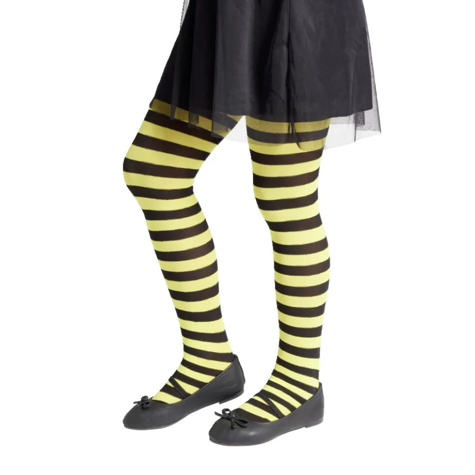 Collant enfant motif abeille rayure jaune et noir Taille unique L65cm