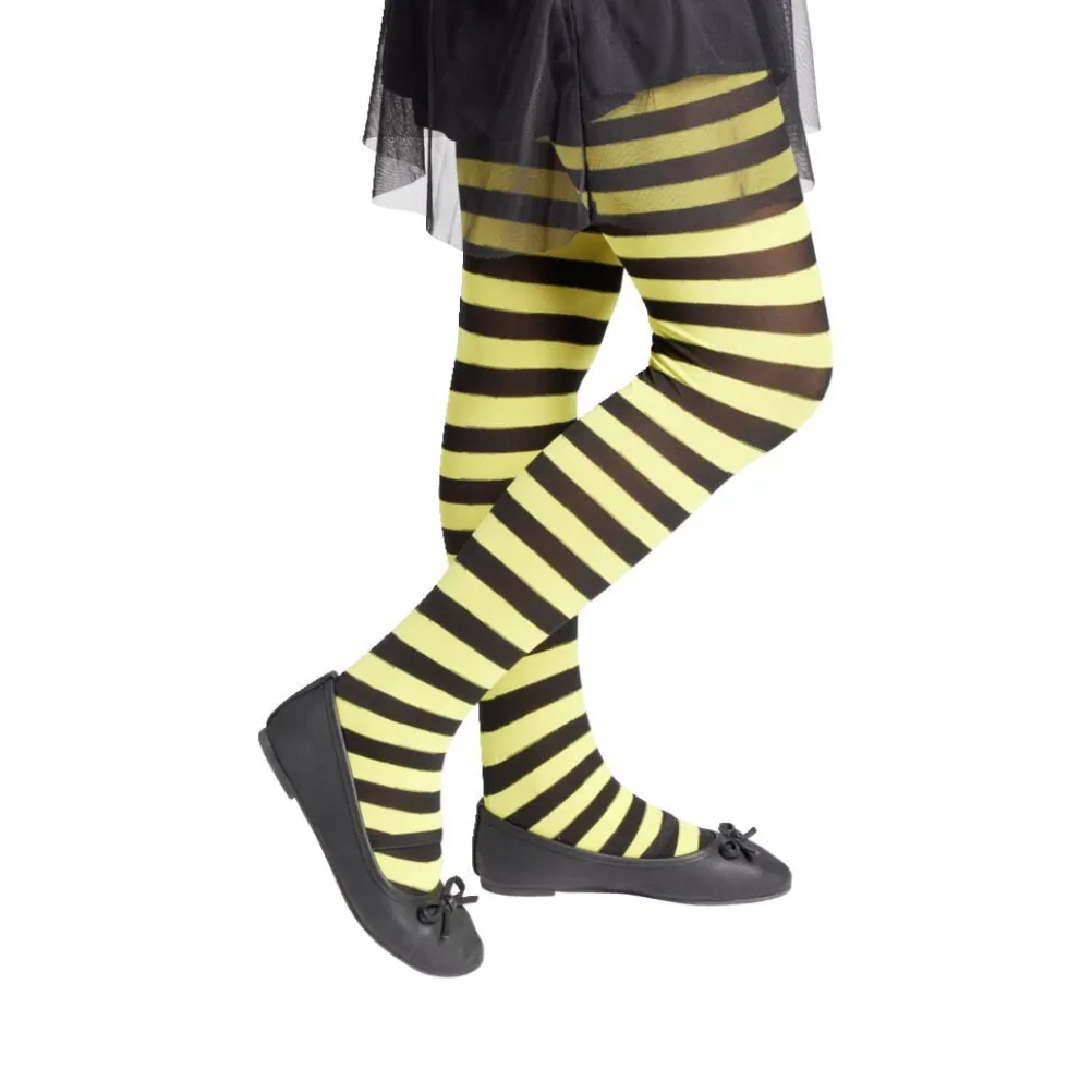 Collant enfant motif abeille rayure jaune et noir Taille unique L65cm
