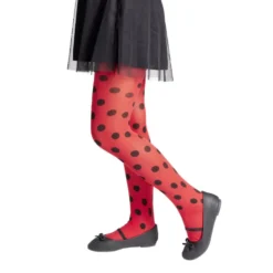 Collant enfant motif coccinelle rouge et pois noir Taille unique L65cm