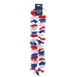 Collier fleurs Cocorico bleu blanc rouge L49cm