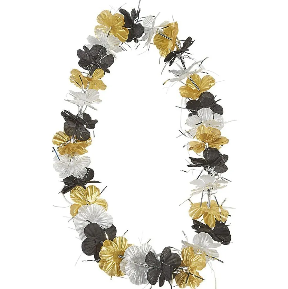 Collier Hawaïen fleur dorée et argentée