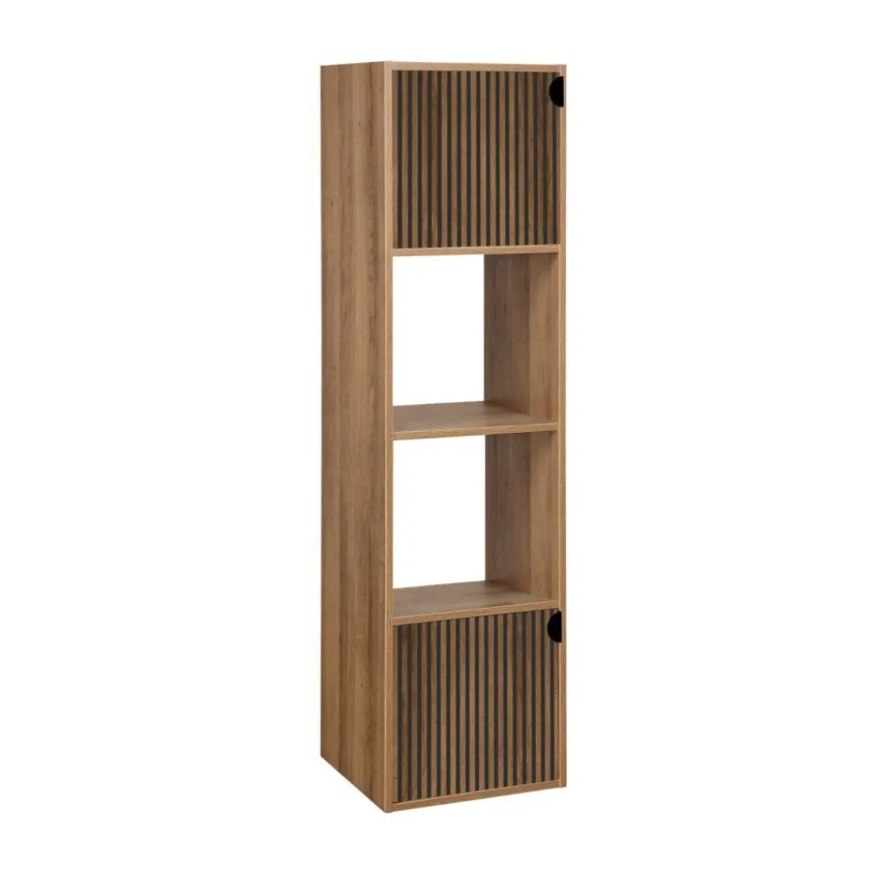 Colonne Adam 4 cases dont 2 portes bois marron 30x29,5xH120cm