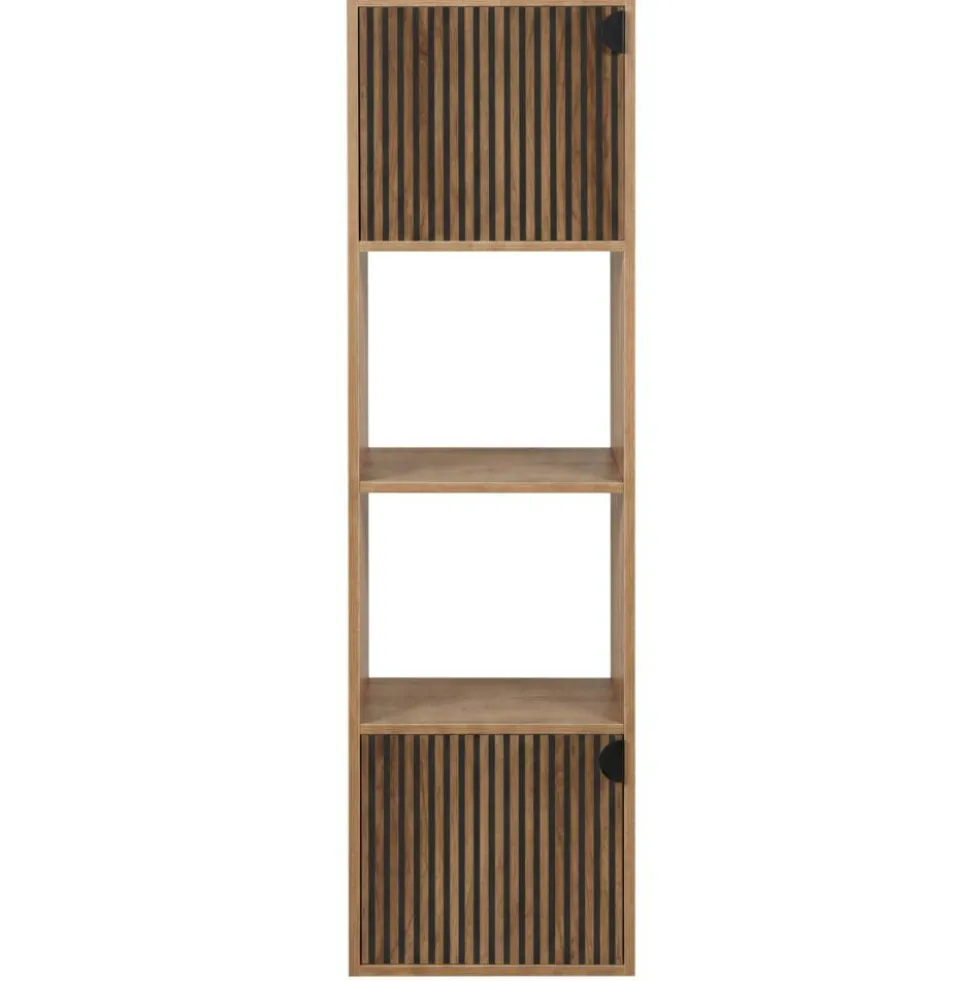 Colonne Adam 4 cases dont 2 portes bois marron 30x29,5xH120cm
