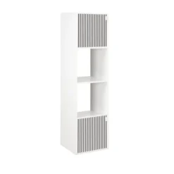 Colonne Adam 4 cases 2 portes en bois blanc L30xP29,5xH120cm