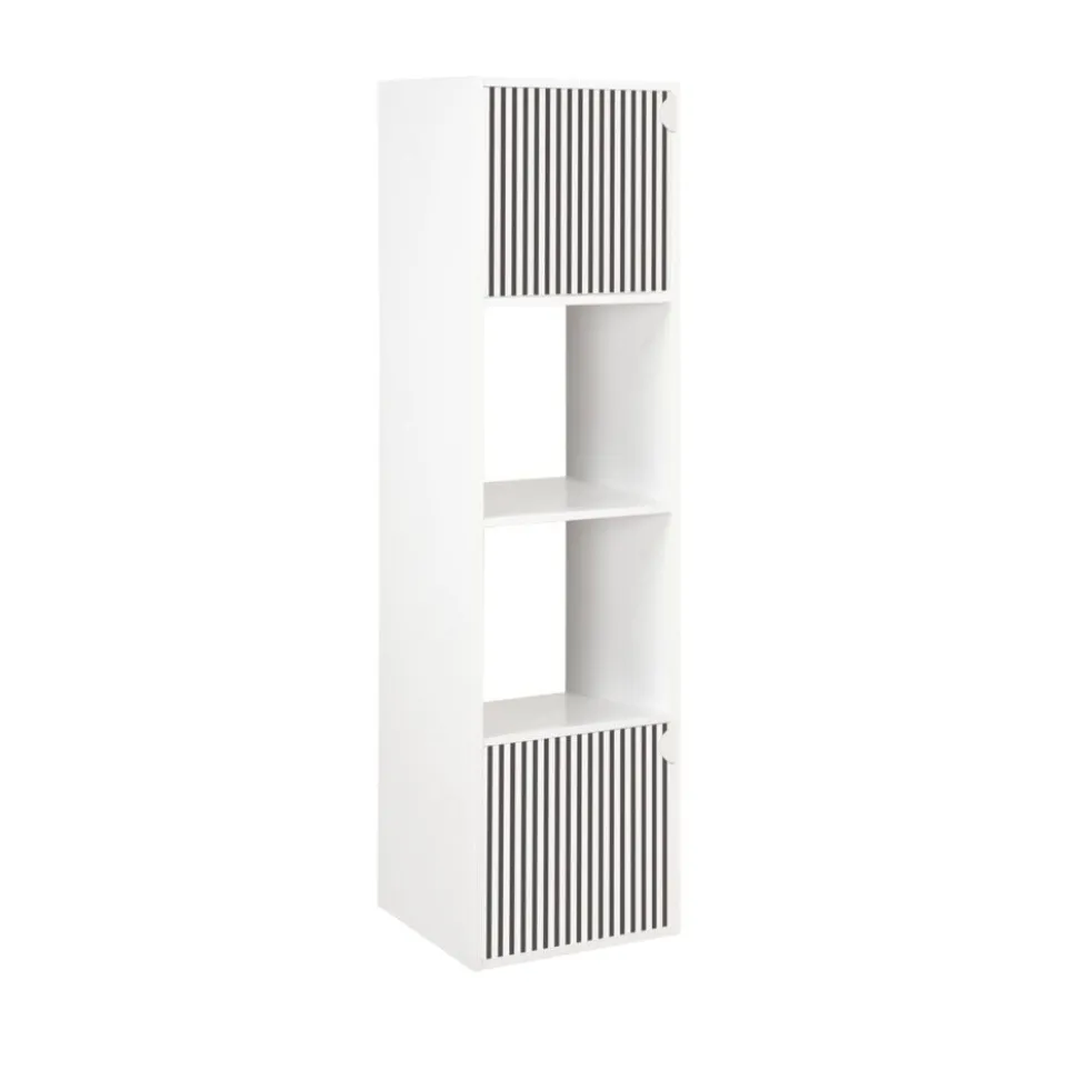 Colonne Adam 4 cases 2 portes en bois blanc L30xP29,5xH120cm