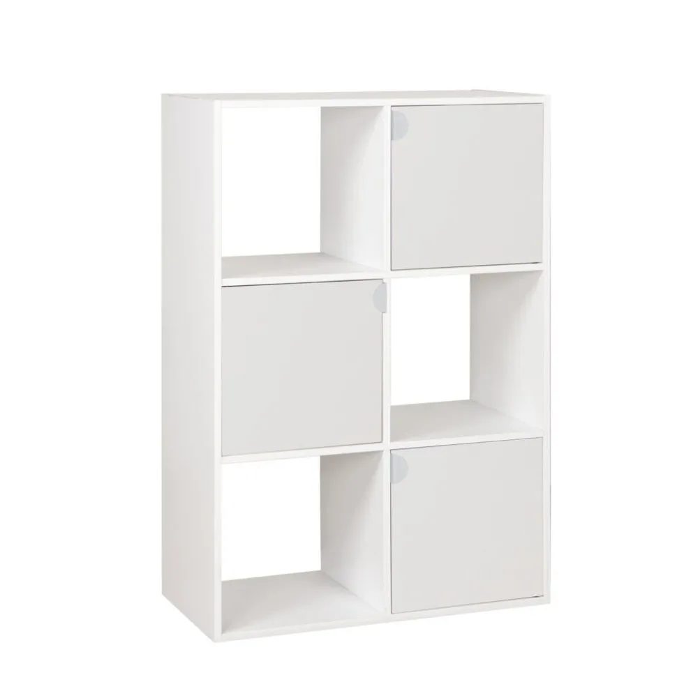 Colonne en bois 6 cases Adam blanc 60xP29,5xH90cm