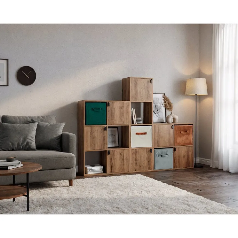 Colonne en bois 4 cases Adam brun naturel 30xP29,5xH120cm