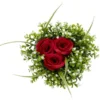 Composition fleur artificielle rose rouge pot ciment forme coeur