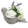 Composition pot ciment pivoine fleur artificielle décor statuette ange