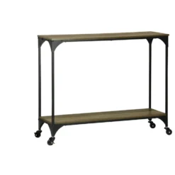 Console Detroit bois métal noir et marron 80x30xH72 cm