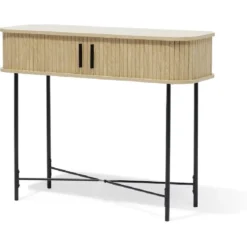 Console Grège bois naturel et noir - L100xP35xH80 cm