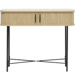 Console Grège bois naturel et noir - L100xP35xH80 cm