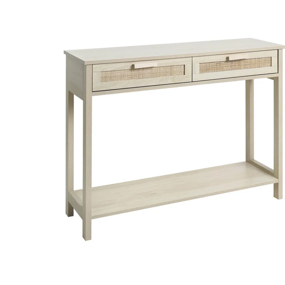 Console Kanna 2 tiroirs cannage rotin L.100 x P.30 x H.75 cm