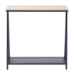 Console 2 niveaux Luffi en bois et métal ajouré noir 78x24xH78,5cm