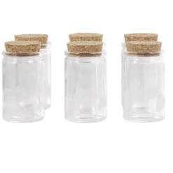 Contenant cylindrique en verre avec bouchon en liège x6
