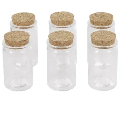 Contenant cylindrique en verre avec bouchon en liège x6