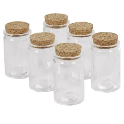 Contenant cylindrique en verre avec bouchon en liège x6