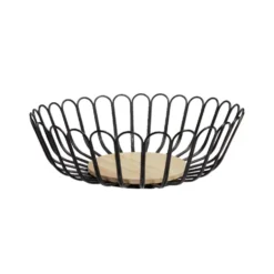 Corbeille à fruits forme fleur métal et bois Ø26cm