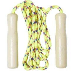 Corde à sauter jaune avec poignées bois L200cm