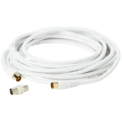 Cordon antenne blanc L.5 m avec adaptateur