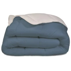 Couette légère 2 personnes bicolore bleu et beige 220x240cm