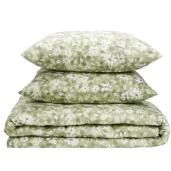 Couette 2 personnes 240x220cm avec 2 taies d'oreiller polyester motif floral vert