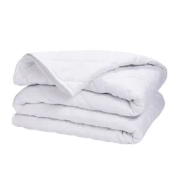 Couette 2 personnes 240x220cm tempérée microfibre lavée toucher doux uni blanc