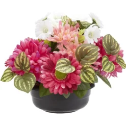 Coupe de fleurs artificielles 22 têtes rose