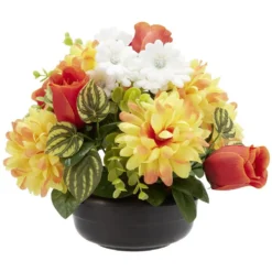 Coupe de fleurs artificielles 22 têtes orange