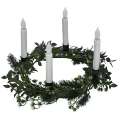 Couronne centre de table eucalyptus artificiel avec chandelle LED x4