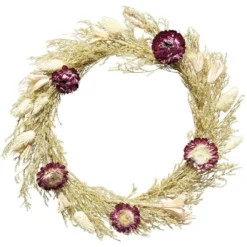 Couronne en paille et fleurs séchées Ø26 cm